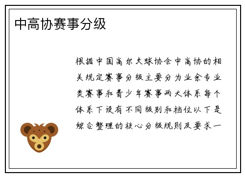 中高协赛事分级